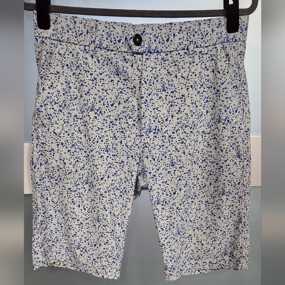 Greyson White Shorts with Blue Fleck Print